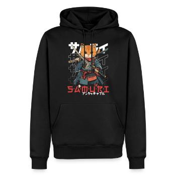 Chat Samouraï Chat Ninja Japonais Kawaii - Sweat à capuche Premium bio Homme - noir - Devant - Nico (187cm)