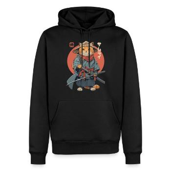 Chat Samouraï Chat Ninja Japonais Kawaii - Sweat à capuche Premium bio Homme - noir - Devant - Nico (187cm)