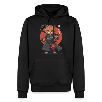 Chat Samouraï Chat Ninja Japonais Kawaii - Sweat à capuche Premium bio Homme - noir - Devant - Nico (187cm)