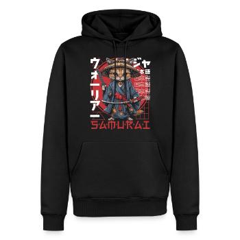 Chat Samouraï Chat Ninja Japonais Kawaii - Sweat à capuche Premium bio Homme - noir - Devant - Nico (187cm)