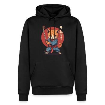 Chat Samouraï Chat Ninja Japonais Kawaii - Sweat à capuche Premium bio Homme - noir - Devant - Nico (187cm)