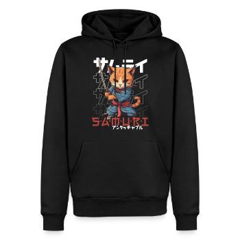 Chat Samouraï Chat Ninja Japonais Kawaii - Sweat à capuche Premium bio Homme - noir - Devant - Nico (187cm)