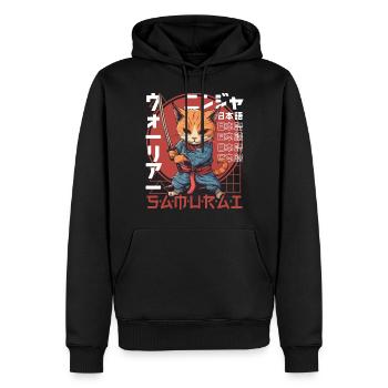 Chat Samouraï Chat Ninja Japonais Kawaii - Sweat à capuche Premium bio Homme - noir - Devant - Nico (187cm)