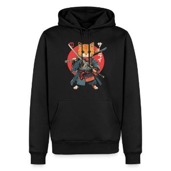 Chat Samouraï Chat Ninja Japonais Kawaii - Sweat à capuche Premium bio Homme - noir - Devant - Nico (187cm)