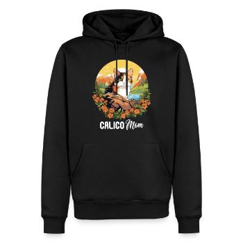 Chat calicot Chat porte-bonheur - Sweat à capuche Premium bio Homme - noir - Devant - Nico (187cm)