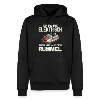 Ich fahre Elektrisch Kirmes Autoscooter - Männer Premium Bio Hoodie - Schwarz - Vorne - Nico (187cm)