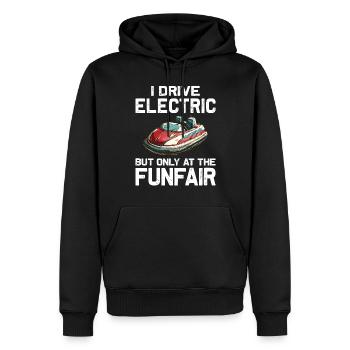 Ich fahre Elektrisch Kirmes Autoscooter - Männer Premium Bio Hoodie - Schwarz - Vorne - Nico (187cm)