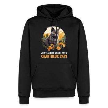 Chat Chartreux Chat Chartreux - Sweat à capuche Premium bio Homme - noir - Devant - Nico (187cm)