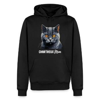 Chat Chartreux Chat Chartreux - Sweat à capuche Premium bio Homme - noir - Devant - Nico (187cm)