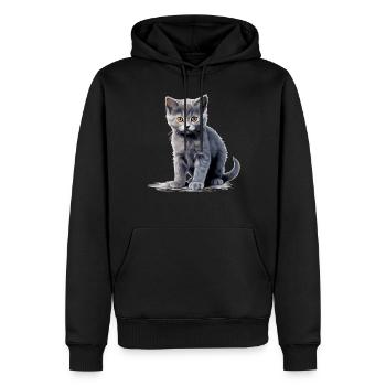Chat Chartreux Chat Chartreux - Sweat à capuche Premium bio Homme - noir - Devant - Nico (187cm)