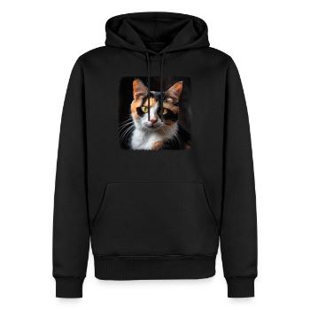 Chat calicot Chat porte-bonheur - Sweat à capuche Premium bio Homme - noir - Devant - Nico (187cm)