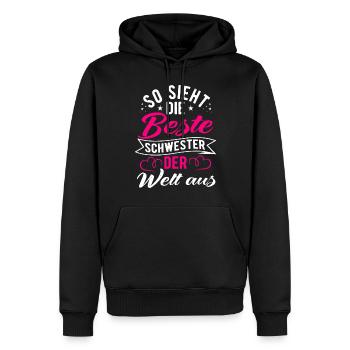 Meilleure soeur du monde, cadeau pour soeur - Sweat à capuche Premium bio Homme - noir - Devant - Nico (187cm)