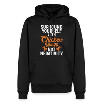 Cadeaux d’ailes de poulet - Sweat à capuche Premium bio Homme - noir - Devant - Nico (187cm)