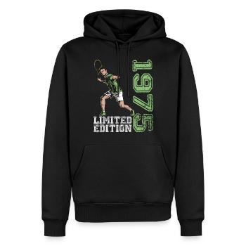Édition limitée 1975 Édition limitée Tennis - Sweat à capuche Premium bio Homme - noir - Devant - Nico (187cm)