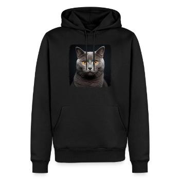 Chat Chartreux Chat Chartreux - Sweat à capuche Premium bio Homme - noir - Devant - Nico (187cm)