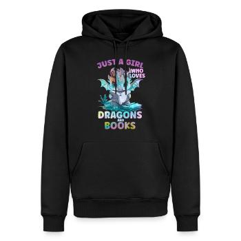 Dragons et livres Nerd Dragon Lover - Sweat à capuche Premium bio Homme - noir - Devant - Nico (187cm)