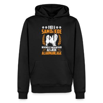 Samoyède me protège chien de traîneau - Sweat à capuche Premium bio Homme - noir - Devant - Nico (187cm)