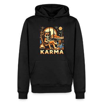 Karma Cat Karma is my friend - Men’s Premium Organic Hoodie - black - Front - Nico (187cm)