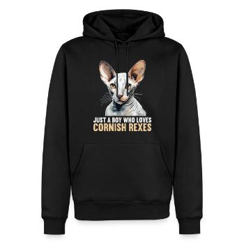 Cornish Rex Kätzchen Cornish Rex Katze - Männer Premium Bio Hoodie - Schwarz - Vorne - Nico (187cm)