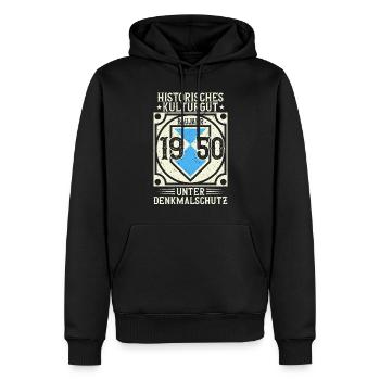 Baujahr 1950 Geboren, Geburtstag Jahrgang 1950 - Männer Premium Bio Hoodie - Schwarz - Vorne - Nico (187cm)