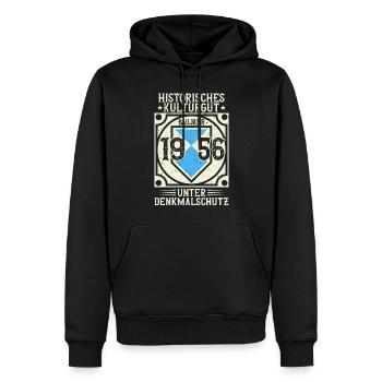 Baujahr 1956 Geboren, Geburtstag Jahrgang 1956 - Männer Premium Bio Hoodie - Schwarz - Vorne - Nico (187cm)