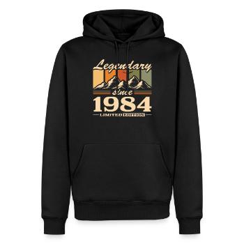Berge Jahrgang 1984 geboren Geburtstag - Männer Premium Bio Hoodie - Schwarz - Vorne - Nico (187cm)