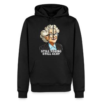 OLDER WOMAN STILL YOUNG STILL SEXY - Men’s Premium Organic Hoodie - black - Front - Nico (187cm)