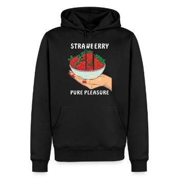 STRAWBERRY PURE PLEASURE - Männer Premium Bio Hoodie - Schwarz - Vorne - Nico (187cm)