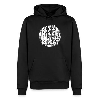 Landwirt Strohballen Cut Rake Bale Repeat - Männer Premium Bio Hoodie - Schwarz - Vorne - Nico (187cm)