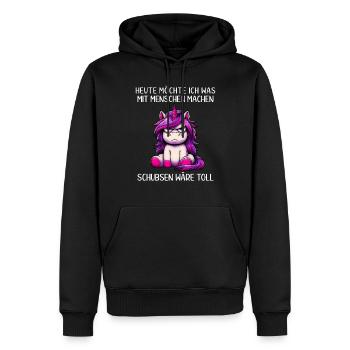 Heute möchte ich was mit Menschen machen - Männer Premium Bio Hoodie - Schwarz - Vorne - Nico (187cm)