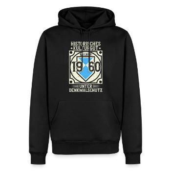 Baujahr 1960 Geboren, Geburtstag Jahrgang 1960 - Männer Premium Bio Hoodie - Schwarz - Vorne - Nico (187cm)