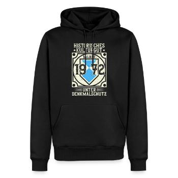 Baujahr 1972 Geboren, Geburtstag Jahrgang 1972 - Männer Premium Bio Hoodie - Schwarz - Vorne - Nico (187cm)