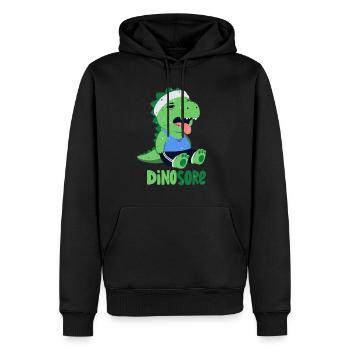 Dino mit Muskelkater - Männer Premium Bio Hoodie - Schwarz - Vorne - Nico (187cm)