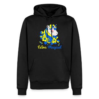 Extra Magical Down Syndrome Awareness Bleu et - Sweat à capuche Premium bio Homme - noir - Devant - Nico (187cm)