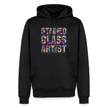 Vitrail artiste Vitrail mosaïque - Sweat à capuche Premium bio Homme - noir - Devant - Nico (187cm)
