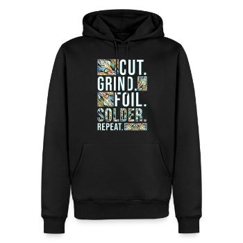Vitrail Cut Grind Foil Patch Répétition de soudure - Sweat à capuche Premium bio Homme - noir - Devant - Nico (187cm)