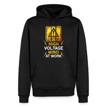 Attention de l’ingénieur nucléaire à l’ à haute voltige, au travail - Sweat à capuche Premium bio Homme - noir - Devant - Nico (187cm)
