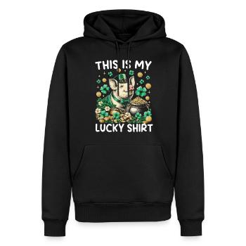 C’est ma chemise porte-bonheur - Sweat à capuche Premium bio Homme - noir - Devant - Nico (187cm)