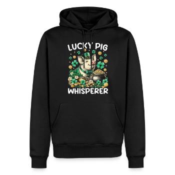 Chuchoteur de cochon chanceux - Sweat à capuche Premium bio Homme - noir - Devant - Nico (187cm)