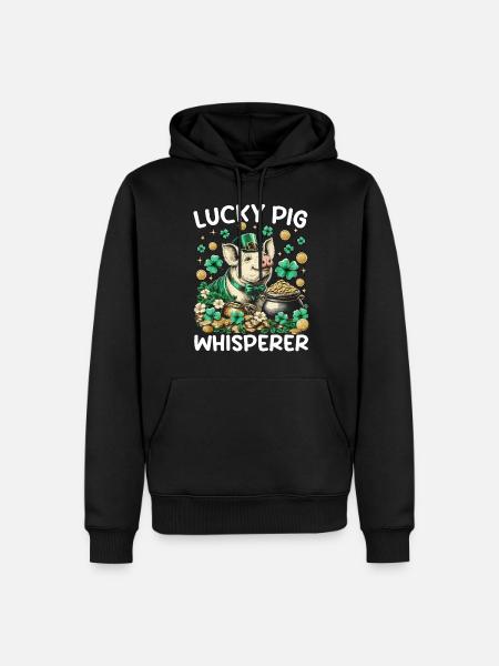 Lucky Pig Whisperer - Men’s Premium Organic Hoodie - black