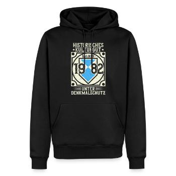 Baujahr 1982 Geboren, Geburtstag Jahrgang 1982 - Männer Premium Bio Hoodie - Schwarz - Vorne - Nico (187cm)