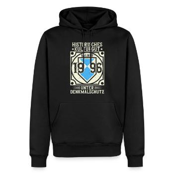 Baujahr 1996 Geboren, Geburtstag Jahrgang 1996 - Männer Premium Bio Hoodie - Schwarz - Vorne - Nico (187cm)