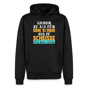 Trop vieux pour cette merde - Sweat à capuche Premium bio Homme - noir - Devant - Nico (187cm)