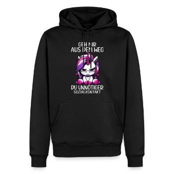 Get out of my way, you unnecessary social contact - Men’s Premium Organic Hoodie - black - Front - Nico (187cm)