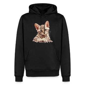 Mau égyptien Chaton Chat égyptien Mau - Sweat à capuche Premium bio Homme - noir - Devant - Nico (187cm)