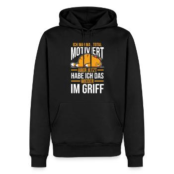 Katze Ich War Mal Total Motiviert - Männer Premium Bio Hoodie - Schwarz - Vorne - Nico (187cm)