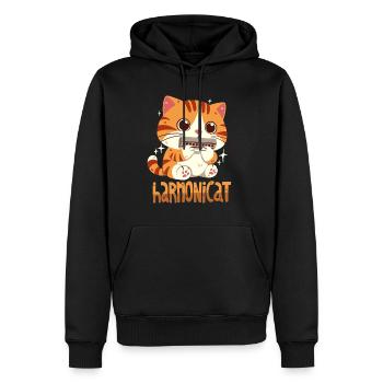 Harmonicat - Männer Premium Bio Hoodie - Schwarz - Vorne - Nico (187cm)