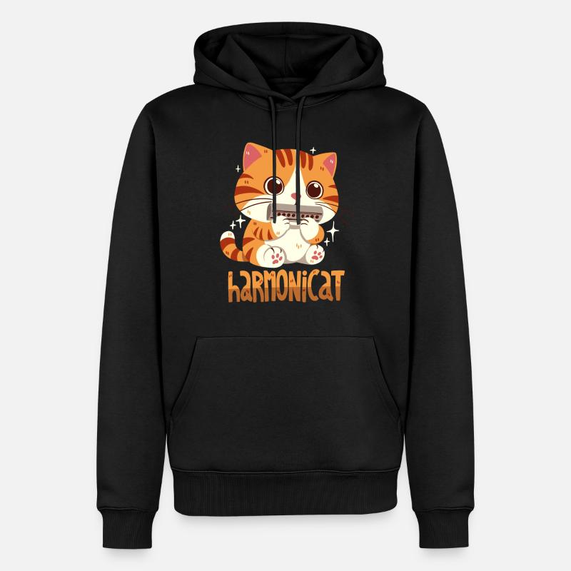 Harmonicat - Sweat à capuche Premium bio Homme - noir