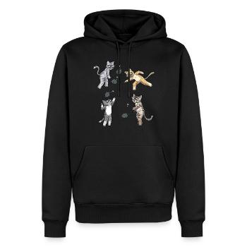Lustige Badminton-katze - Männer Premium Bio Hoodie - Schwarz - Vorne - Nico (187cm)