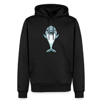 Delfin Emoticon - Männer Premium Bio Hoodie - Schwarz - Vorne - Nico (187cm)